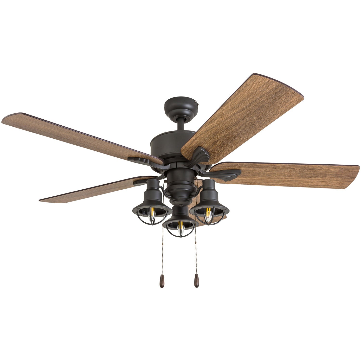 Prominence Home 50651-35 Sivan Farmhouse 52-Inch Aged Bronze Indoor Ceiling Fan, Lantern LED Multi-Arm Barnwood, Tumbleweed Blades