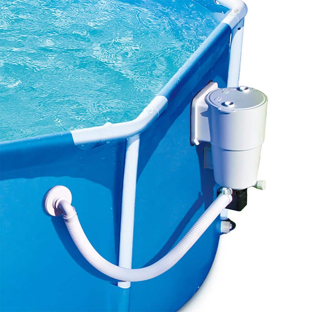 Summer Waves 8 ft. Round 30 in. D Metal Frame Above Ground Swimming Pool and Pump P2000830A-SW