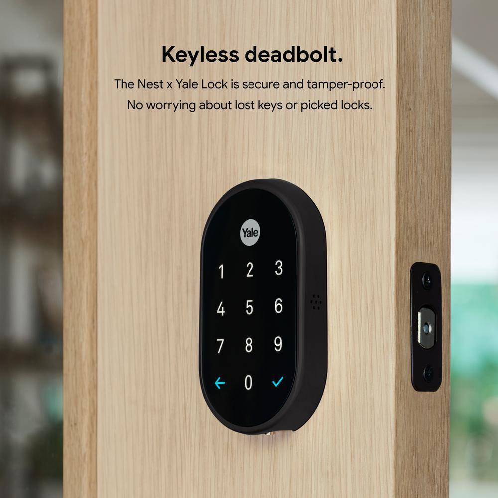 Google Nest x Yale Lock - Tamper-Proof Smart Deadbolt Lock with Nest Connect - Black Suede RB-YRD540-WV-BSP