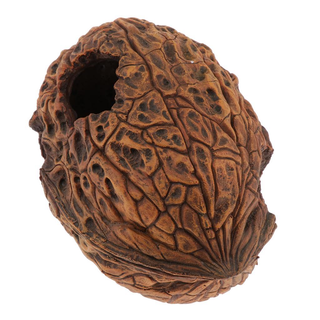 Reptile Walnut Shell Hide Cave， Habitat， Premium and Non - Resin