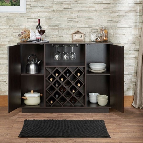 Wine Rack Table Wine Bar Cabinet Console Table Buffet Table Espresso