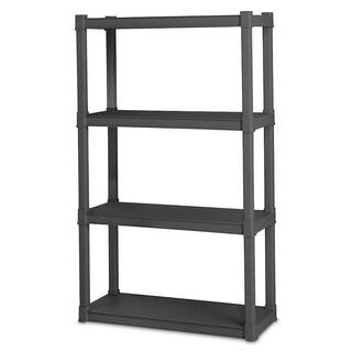 Sterilite Black 4-Tier Plastic Garage Storage Shelving Unit (14 in. W x 57 in. H x 35 in. D) 3 x 01643V01