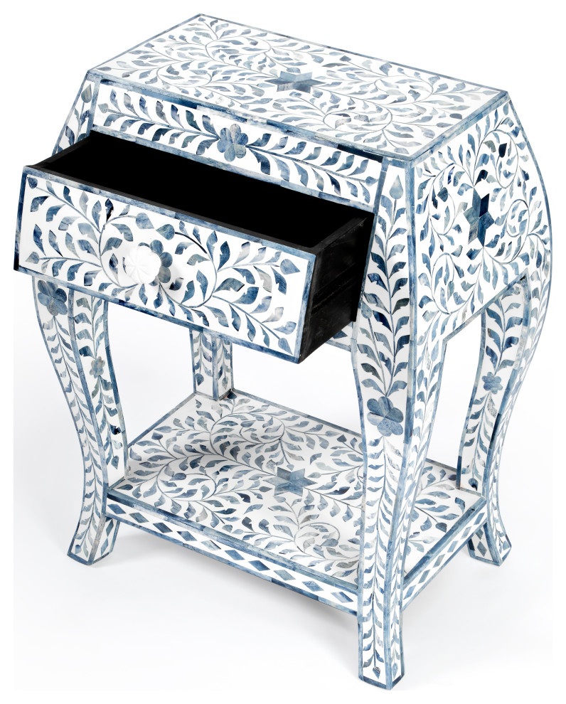 Butler Trubadur Blue and White Bone Inlay Side Table   Mediterranean   Side Tables And End Tables   by Butler Specialty Company  Houzz