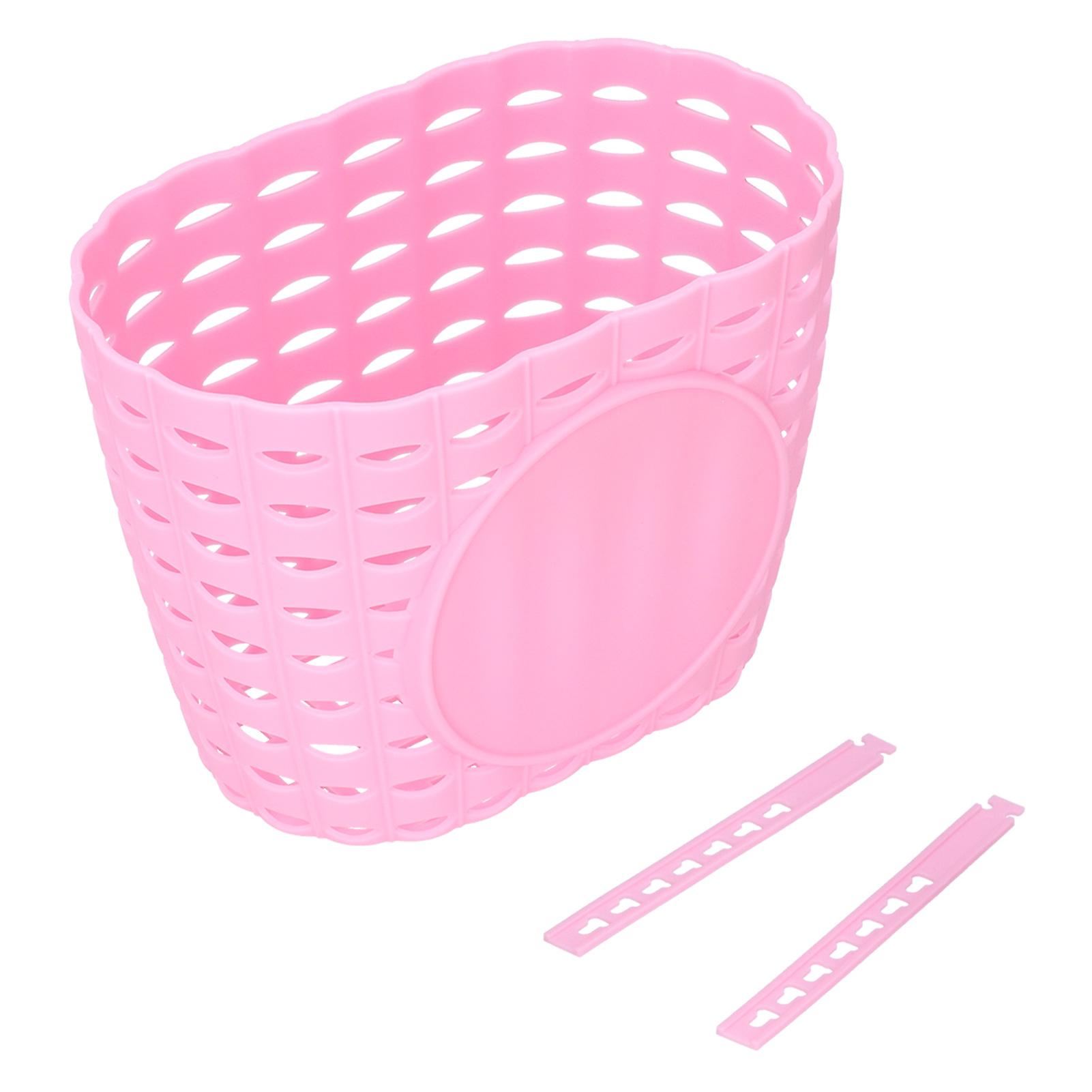 Front Basket Thickened Plastic Wear-resistant And Durable Children's Bicycle Stroller Shopping Hanging Basket Pink