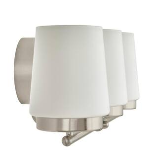 Hampton Bay Jackson Park 22 in. 3-Light Brushed Nickel Integrated LED Bathroom Vanity Light Bar with Frosted Glass SMA030EKTDG18D