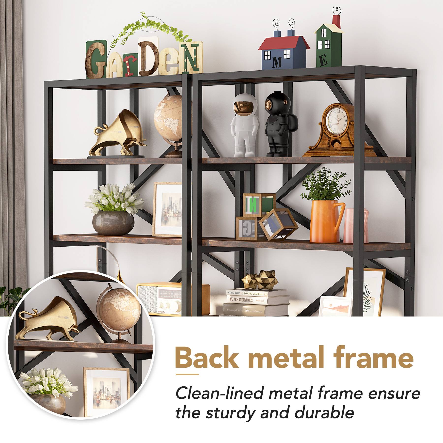 71 Bookshelf, Industrial Etagere Bookcase 6 Shelf Display Rack