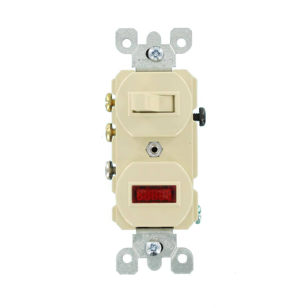 Leviton 15 Amp Commercial Grade Combination 3-Way Toggle SwitchPilot Light Ivory 5246-I