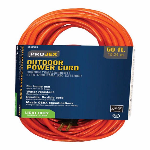 Projex Indoor Or Outdoor 50 Ft L Orange Extension Cord 16 2 Sjtw