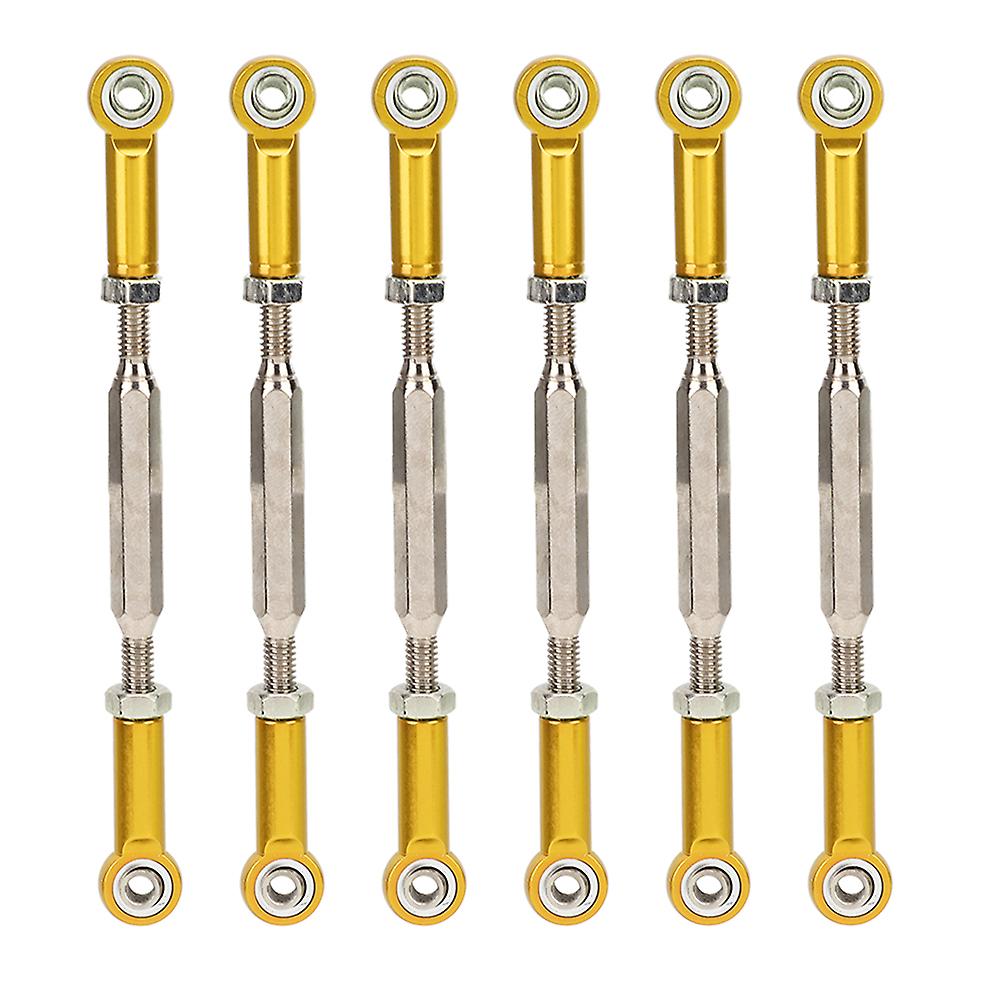 6pcs 88mm Aluminum Alloy Adjustable Push Rodsturnbuckle Rod Linkage Accessories For Rc Car Modelsgolden