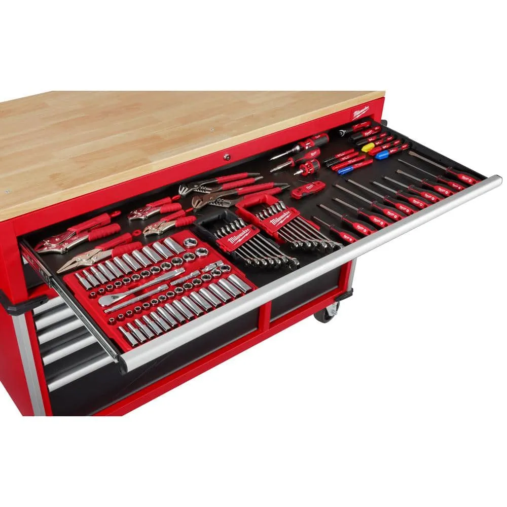 MW 52 in. W x 22 in. D 12 Drawer Heavy Duty Mobile Workbench Cabinet in Red