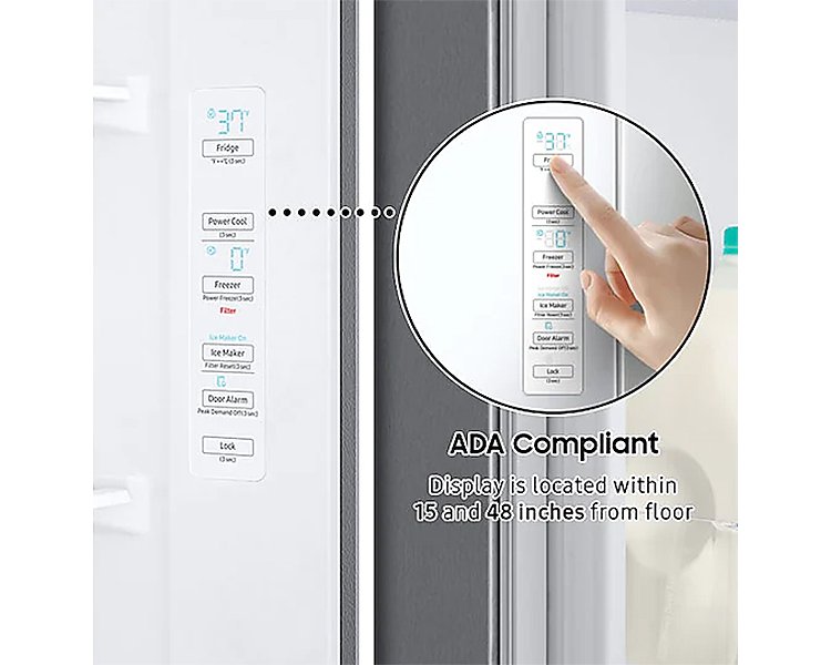  ADA 28 Cu. Ft. Fingerprint Resistant Stainless Steel Smart Side-By-Side Refrigerator With Large Capacity