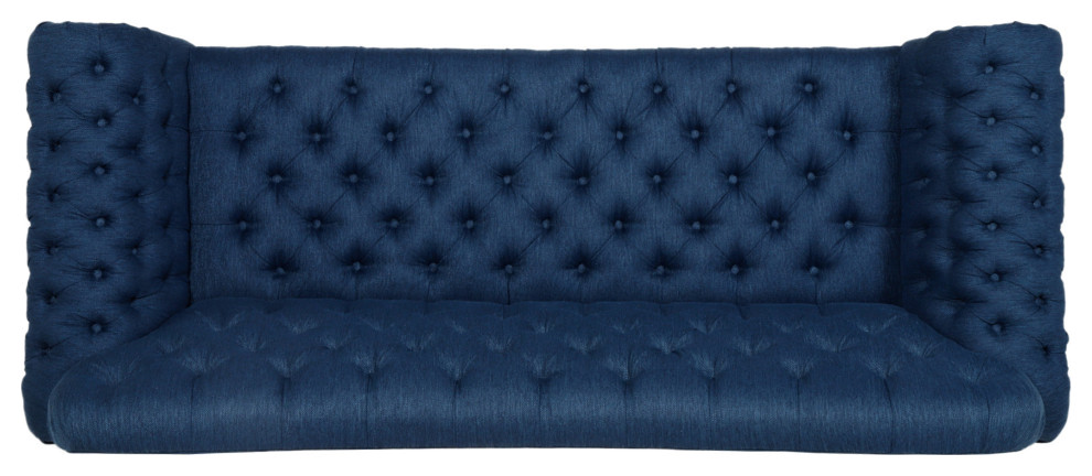 Wastacio Chesterfield Button Tufted Fabric 3 Seat Sofa   Traditional   Sofas   by GDFStudio  Houzz