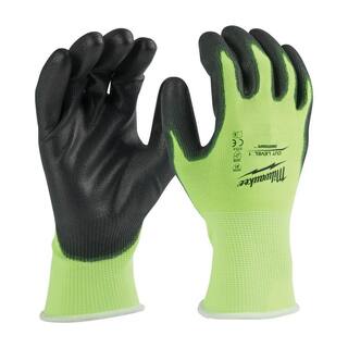 MW Large High Visibility Level 1 Cut Resistant Polyurethane Dipped Work Gloves 48-73-8912