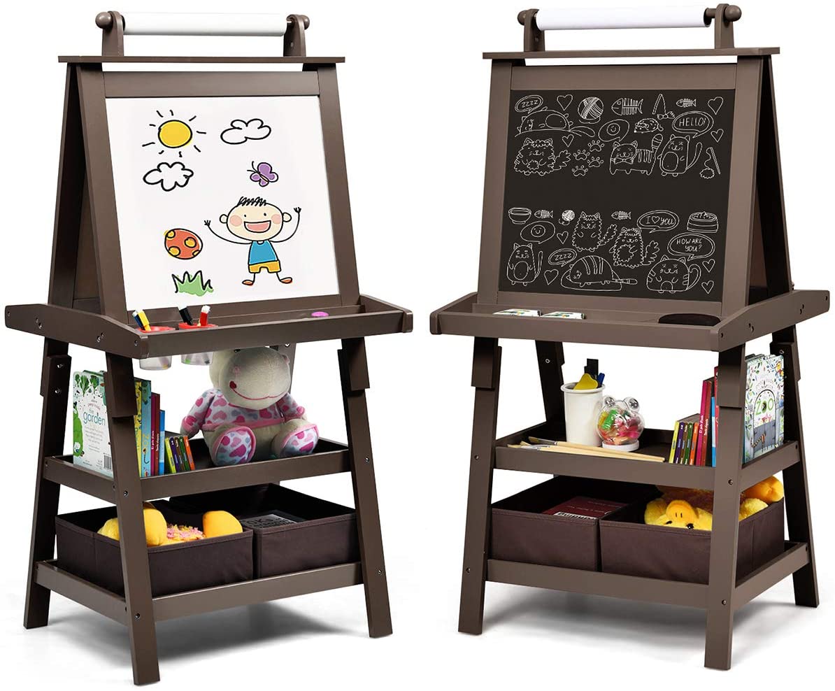 Costzon Kids Art Easel, 3 in 1 Double-Sided Storage Easel