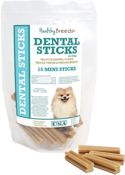 Healthy Breeds Mini Sticks Dog Dental Chews， 15 count