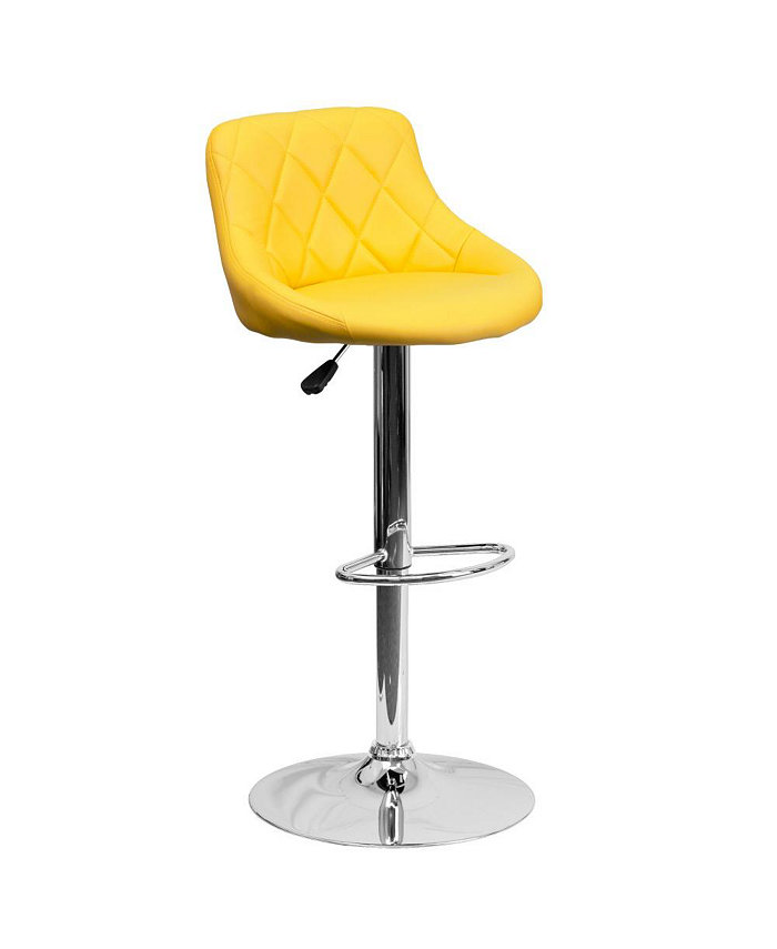 EMMA+OLIVER Bucket Seat Adjustable Height Barstool With Diamond Pattern Back