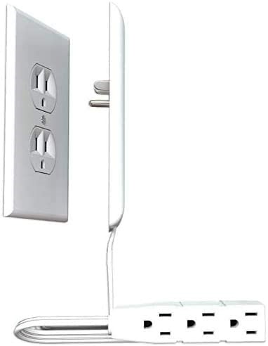 Sleek Socket Wall Plate with 3-Outlet Extension Cord， 3ft， Standard Size