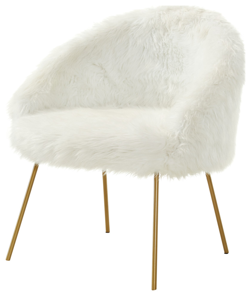 Connor Faux Fur Accent Chair  Gold Powder Coated Metal Leg   Contemporary   Armchairs And Accent Chairs   by Inspired Home  Houzz