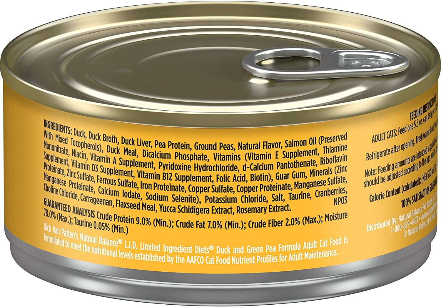 Natural Balance L.I.D. Limited Ingredient Diets Duck and Green Pea Formula Grain-Free Canned Cat Food 5.5-oz case of 24