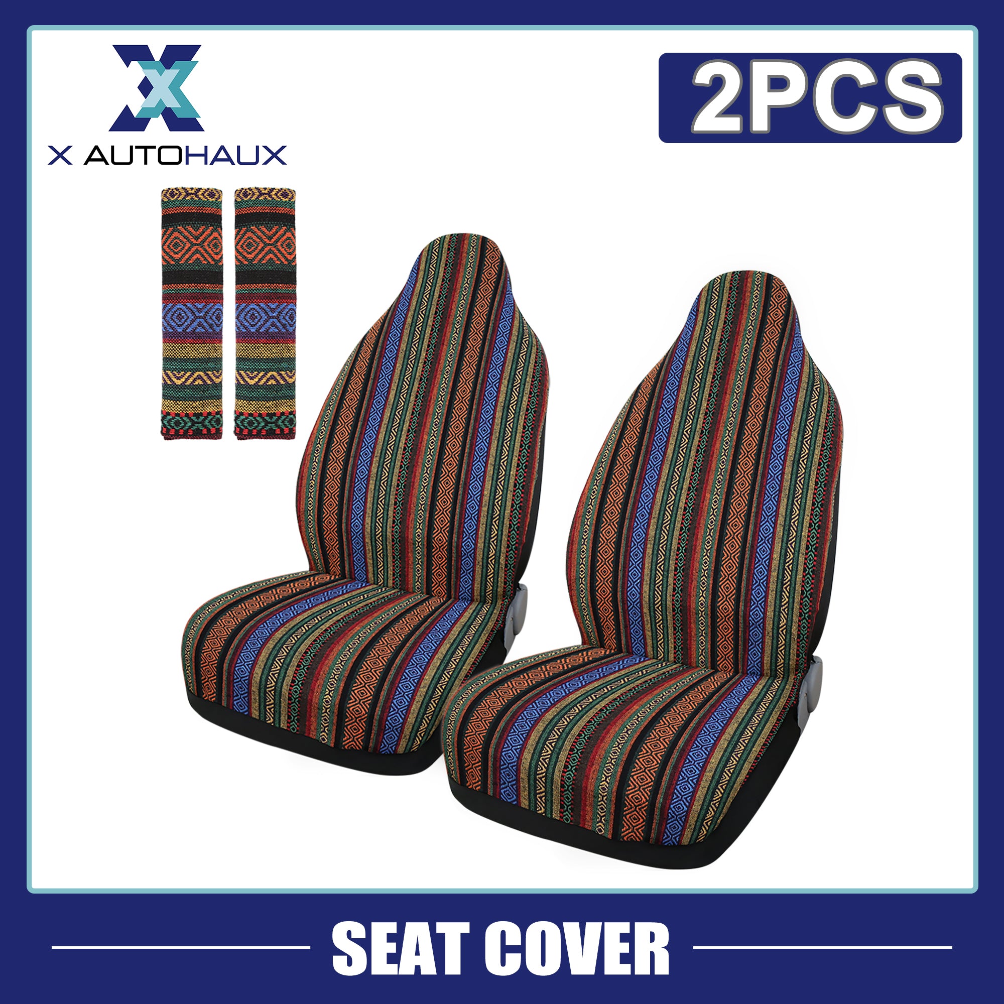 Car Front Seat Cover Universal Saddle Blanket Seat-Belt Pad Protectors 2 Pcs