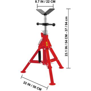 VEVOR V Head Pipe Stand 18 in. to 12 in. Capacity Adjustable Height 20 in. to 37 in. Pipe Jack Stands 2500 lbs. Load Capacity GJ1107CGJ-VX00001V0