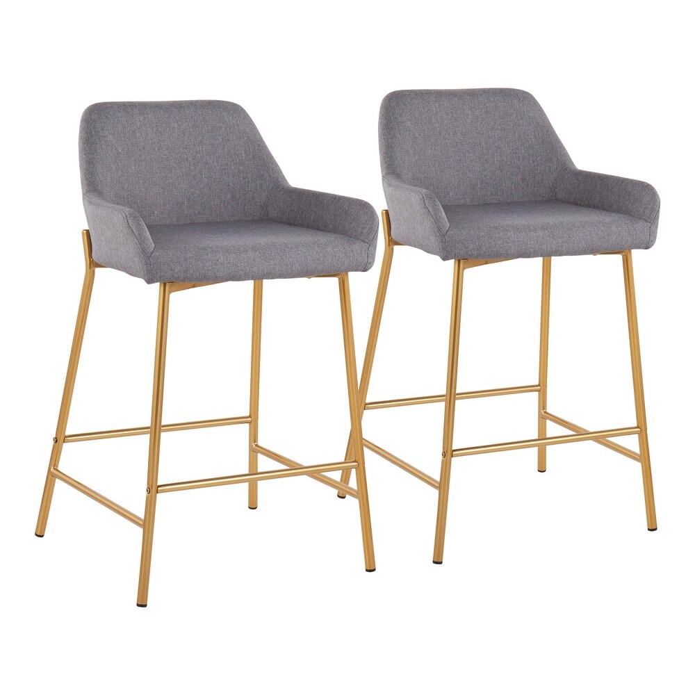 Silver Orchid Galotti Gold Fixed Height Upholstered Counter Stool   Set of 2