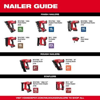 MW M18 FUEL 18 Volt Brushless Cordless Gen II 15-Gauge Angled Finish Nailer Tool Only  M18 18-Volt 2.0 Ah Compact Battery 2839-20-48-11-1820