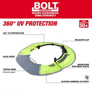 MW BOLT Tinted Brim Yellow High Visibility Visor with 360-Degree UV Protection 48-73-1073