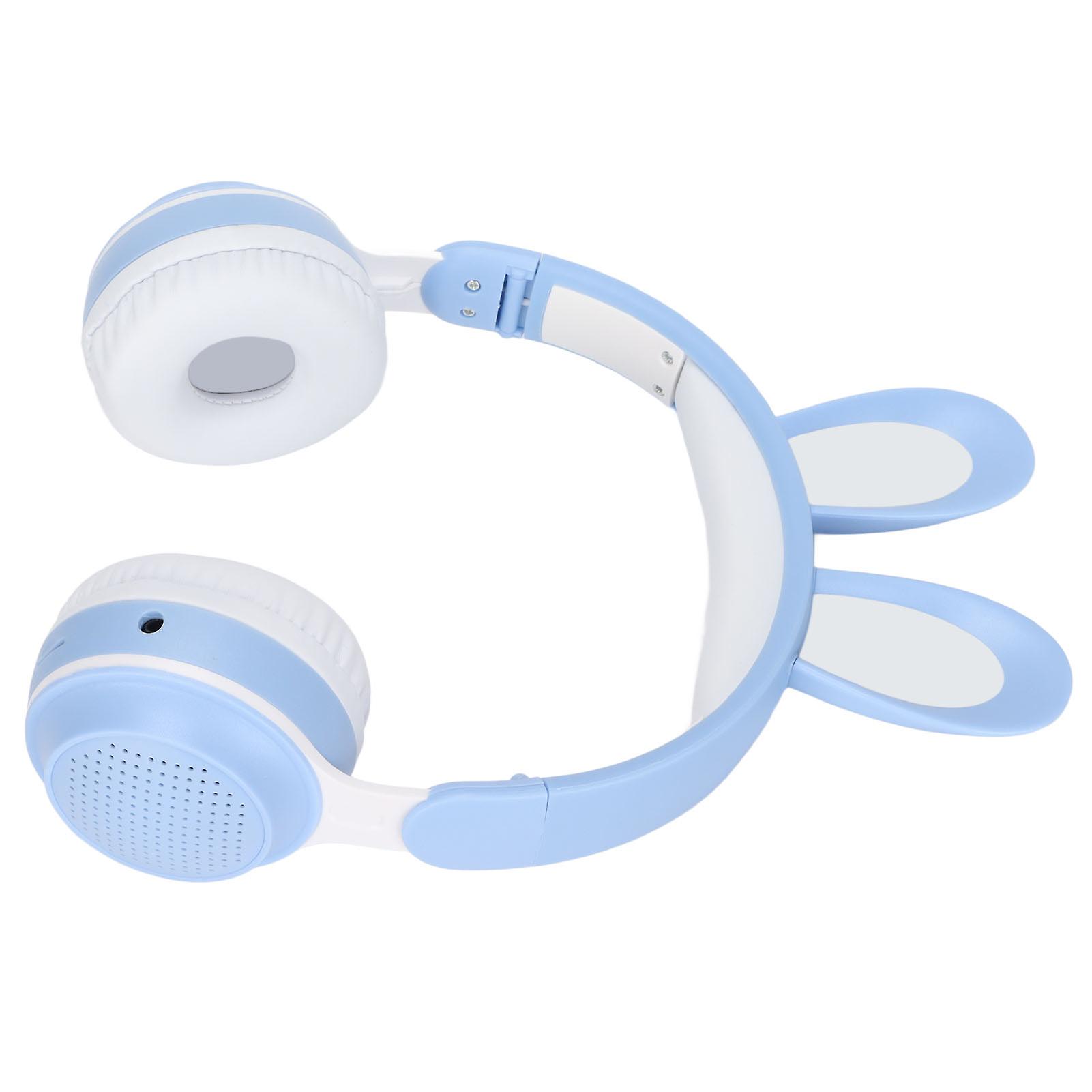 Rabbit Ear Bluetooth 5.0 Headphones Folding Kids Wireless Headset With Led Color Light For Pc Tablet Online Learningblue