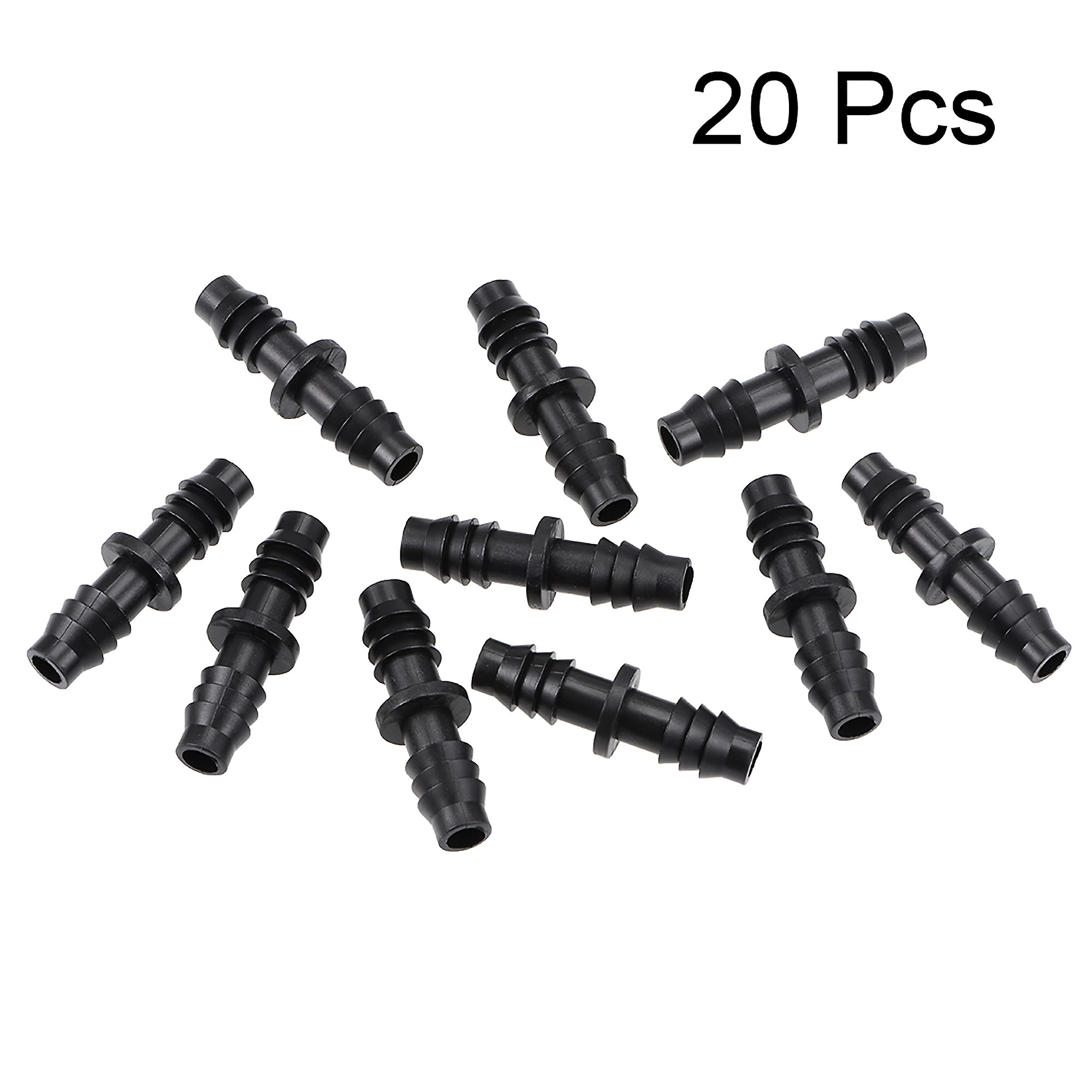 Barb Drip Pipe Connector 8mm Inner Diameter Hose Fitting Straight for Garden Irrigation System， Plastic 20pcs