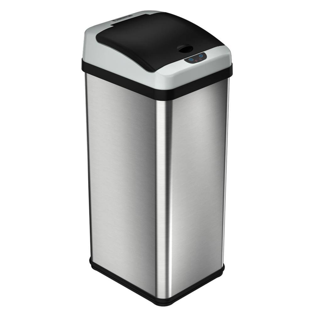 iTouchless 13 Gal. Stainless Steel Square Extra-Wide Lid Opening Motion Sensing Touchless Trash Can IT13RX