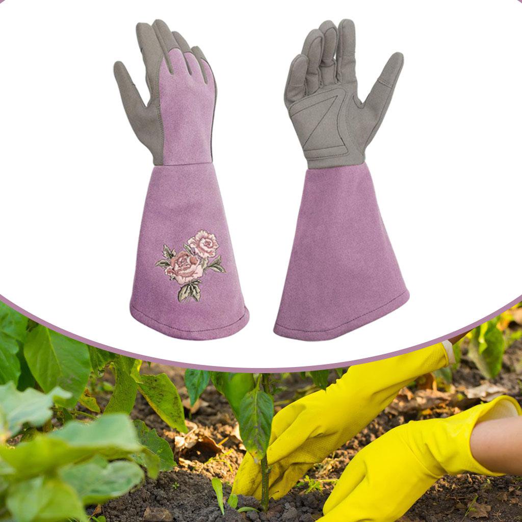 Heavy Duty Leather Gardening Gloves Long Breathable Sleeved Garden L