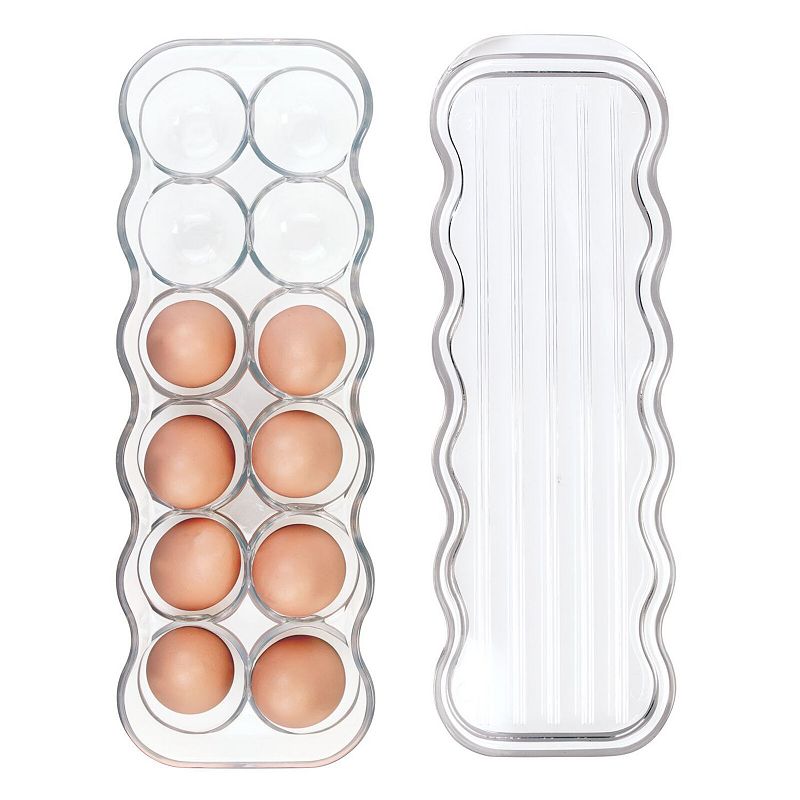 mDesign Plastic Egg Storage Tray Holder for Refrigerator， 12 Eggs