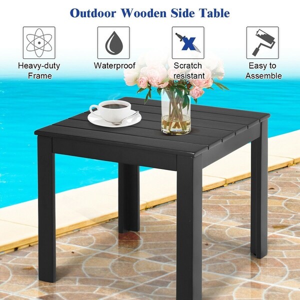 Wooden Square Patio Coffee Bistro TableBlack