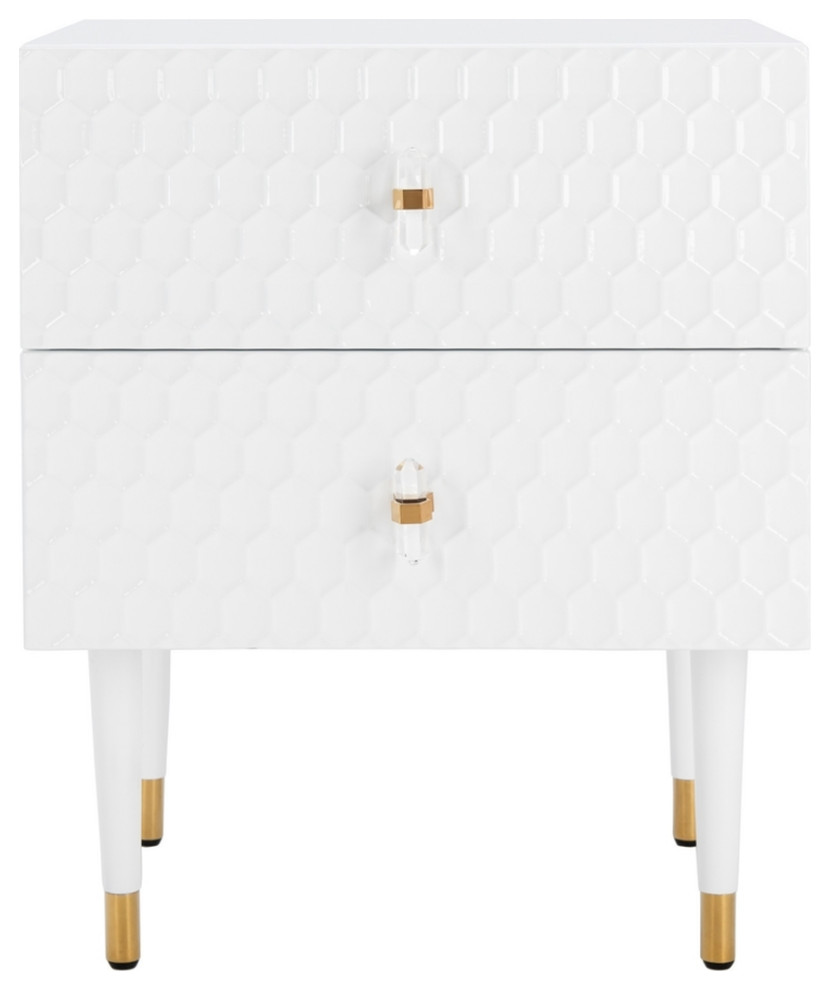 Beonica 2 Drawer Side Table White / Gold   Modern   Side Tables And End Tables   by Virgil Stanis Design  Houzz