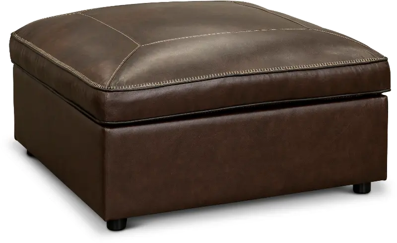 Spaces Brown Leather Ottoman