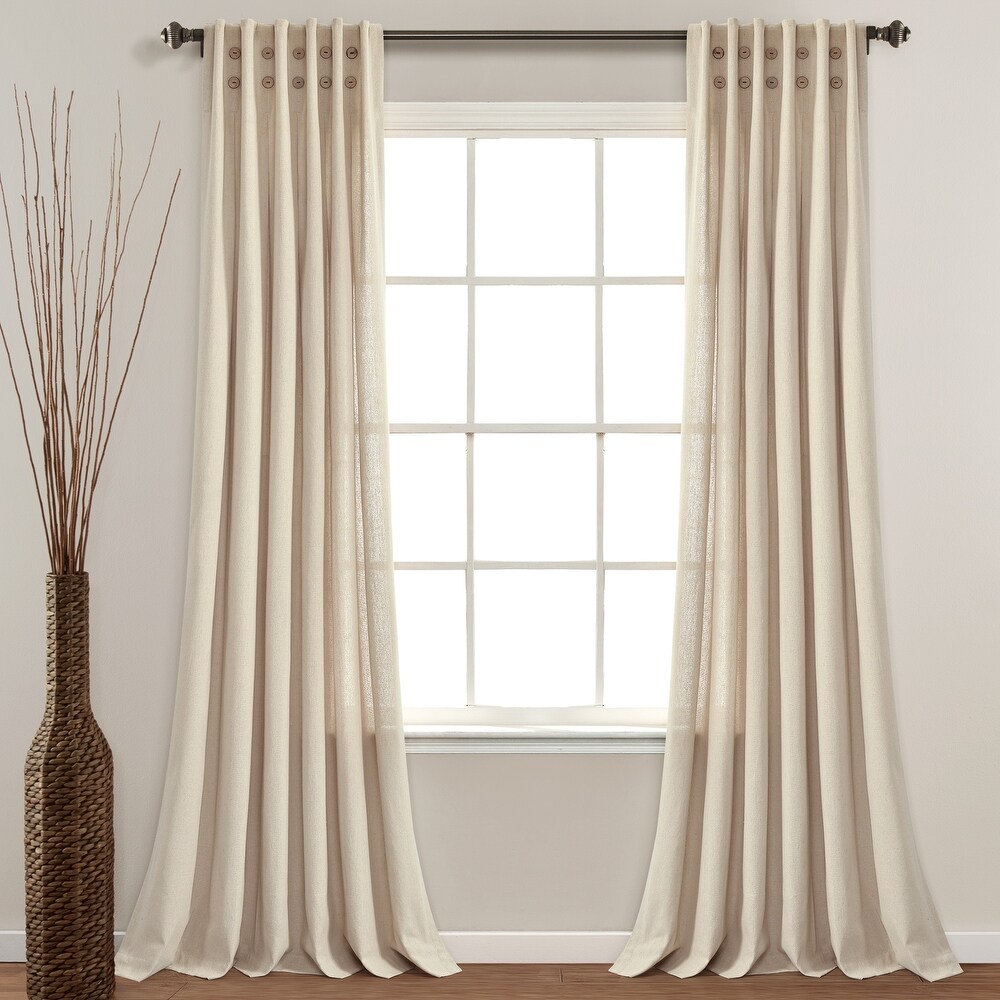 Lush Decor Linen Button Pinched Pleat Window Curtain Single Panel   84\