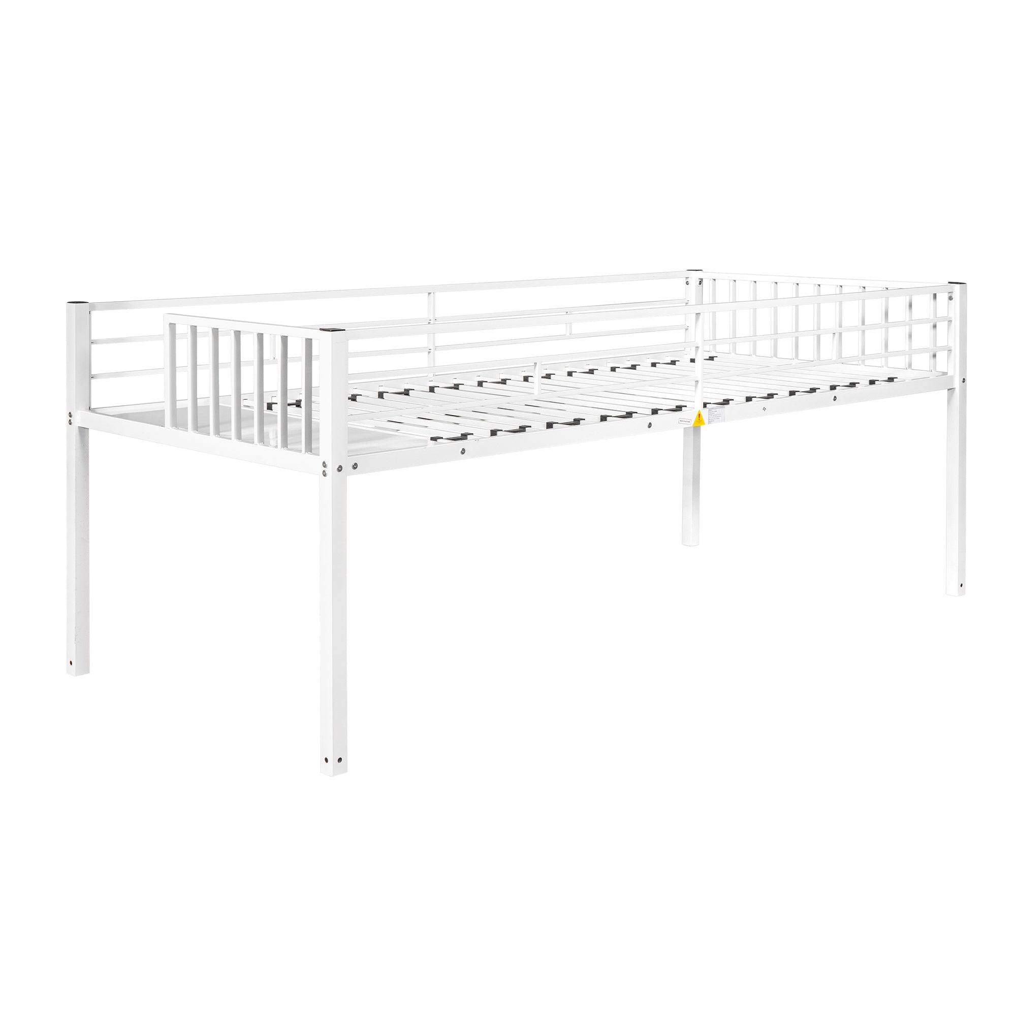 Bellemave Metal Triple Bunk Bed with Ladder, Twin over Twin over Twin Bunk Bed for Kids, Boys & Girls in Bedroom, Convert into 3 Twin Bed, White