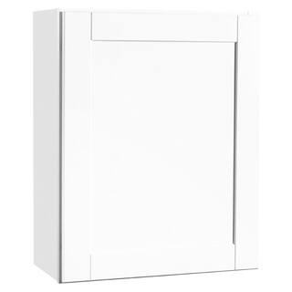 Hampton Bay Shaker 24 in. W x 12 in. D x 30 in. H Assembled Wall Kitchen Cabinet in Satin White KW2430-SSW