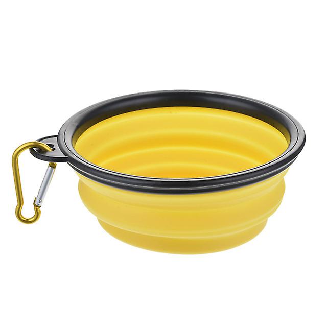 Miman 1000ml Collapsible Dog Pet Folding Silicone Bowl， Yellow