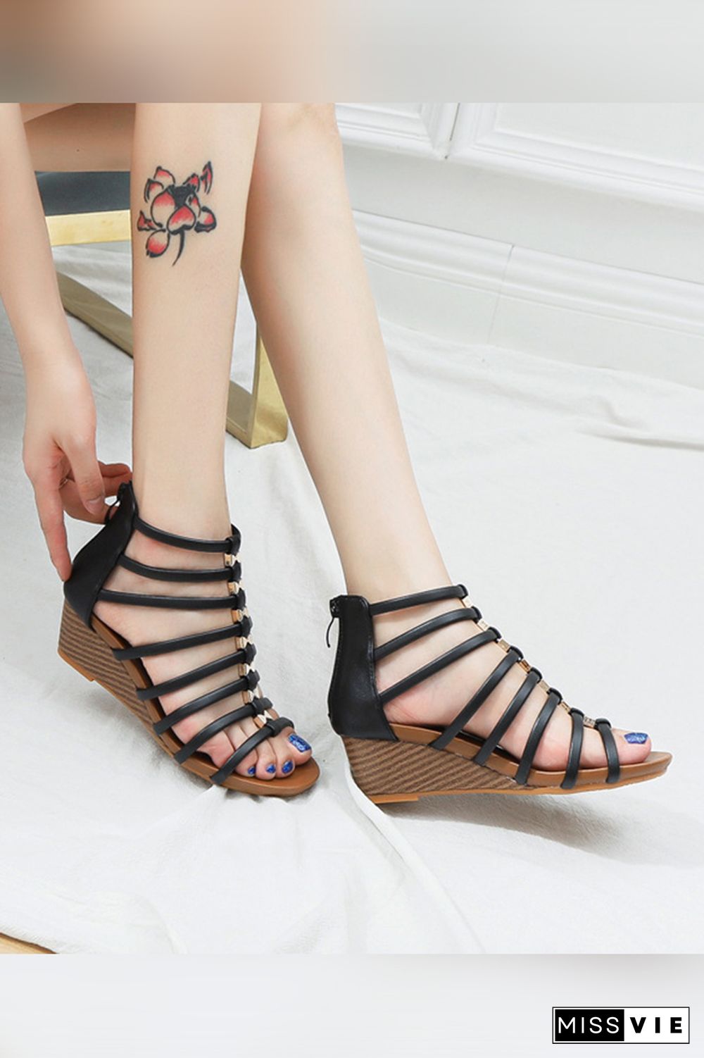 Open Toe Hollow Out Wedge Sandals Wholesale