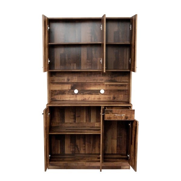 Tall Wardrobe and Kitchen Cabinet with 1-Open Shelves and 1-Drawer - - 36561314