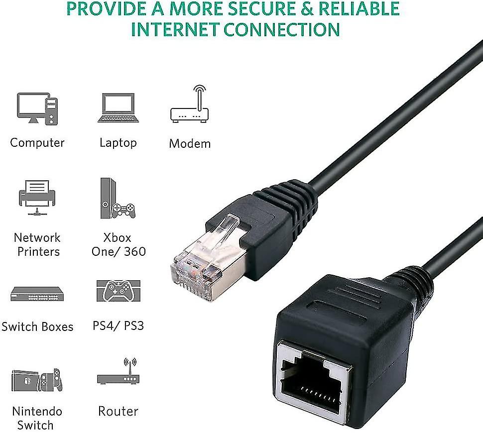 Born Pretty Ethernet Extender Rj45 Male To Female Screw Network Extension Cable 1ft/30cm 2pcs (q)