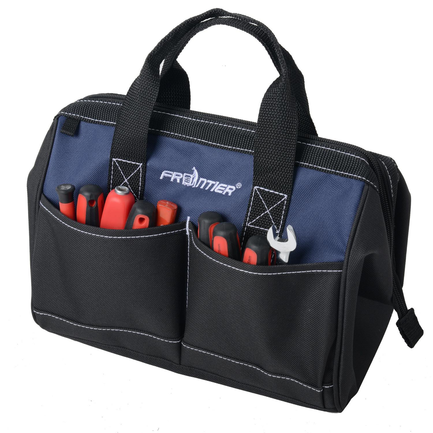 Frontier 3 Piece Tool Bag Combo Set with 15-inch Rolling Tool Bag， 12-inch Tool Bag and Insulated Cooler Bag