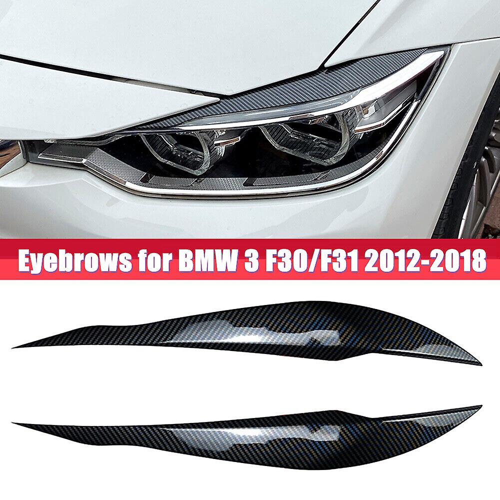 2x Carbon Fiber Headlight Eyebrow Cover Eyelid Trim For Bmw F30 / F31 2012-2018 No.10856