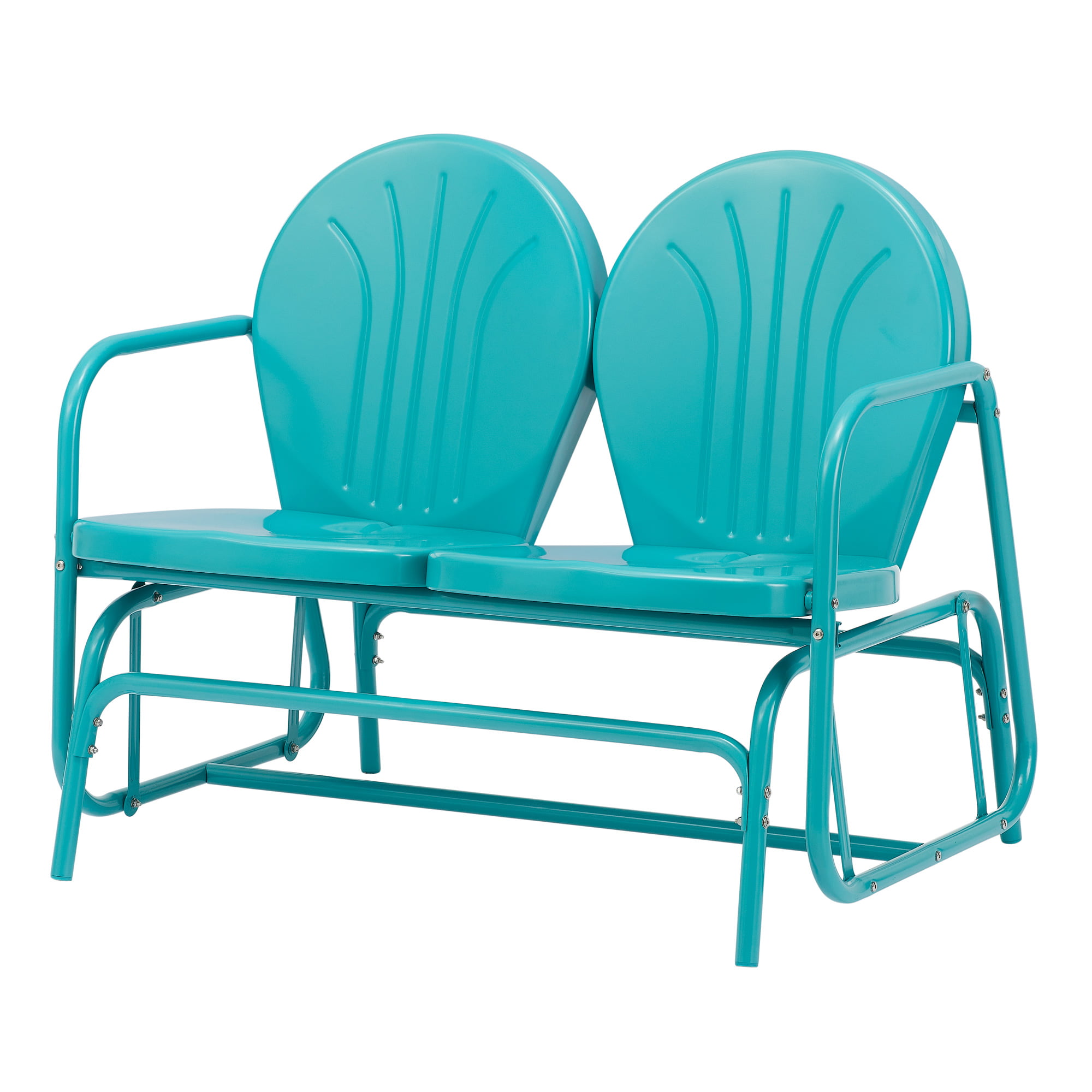 Mainstays Retro Teal Outdoor Steel Glider Loveseat