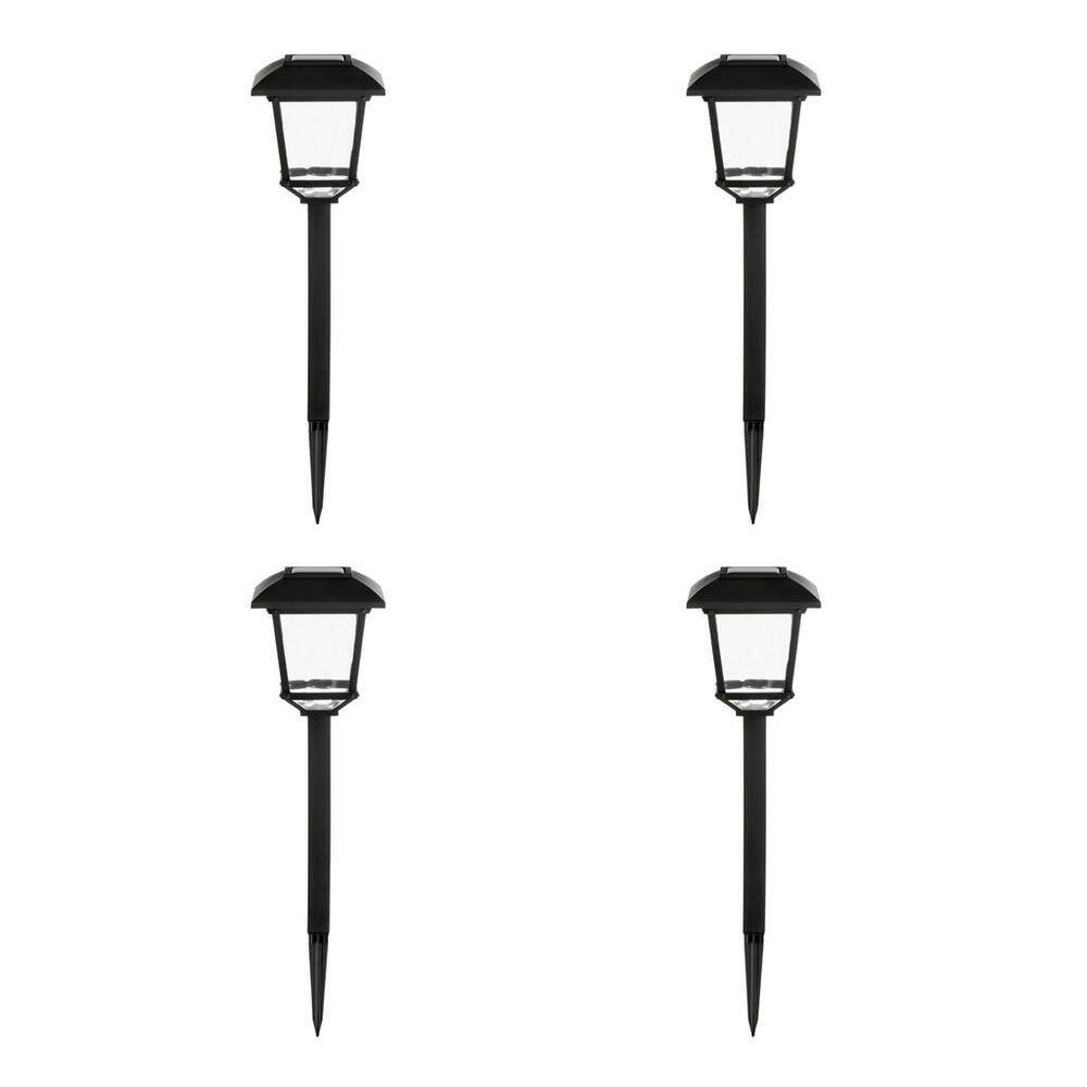 Hampton Bay Terrace Park Black Solar Integrated LED Weather Resistant Path Light 10 Lumens (4-Pack) 32300-008-4pk