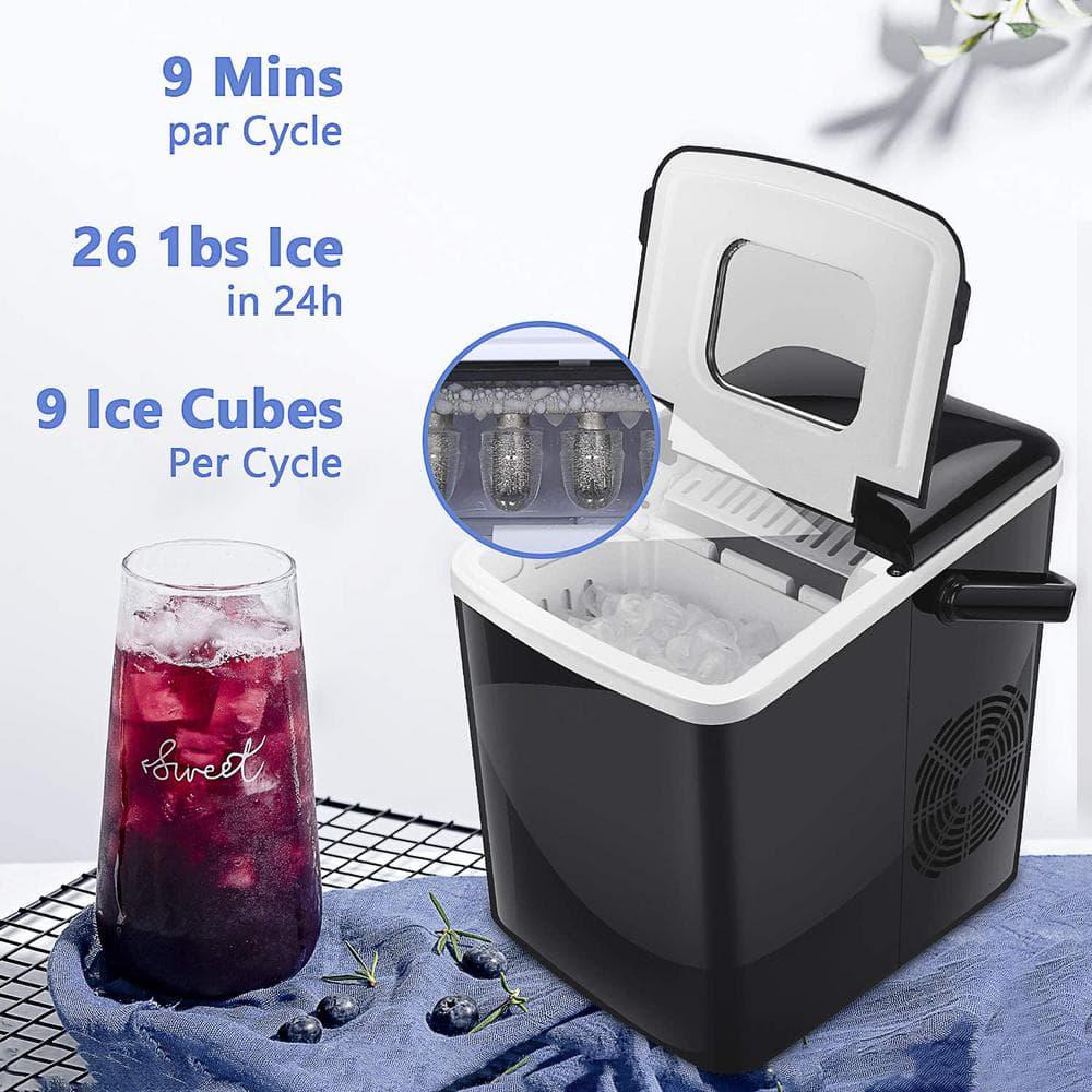 26 lbs Countertop Portable Ice Maker Machine in Black