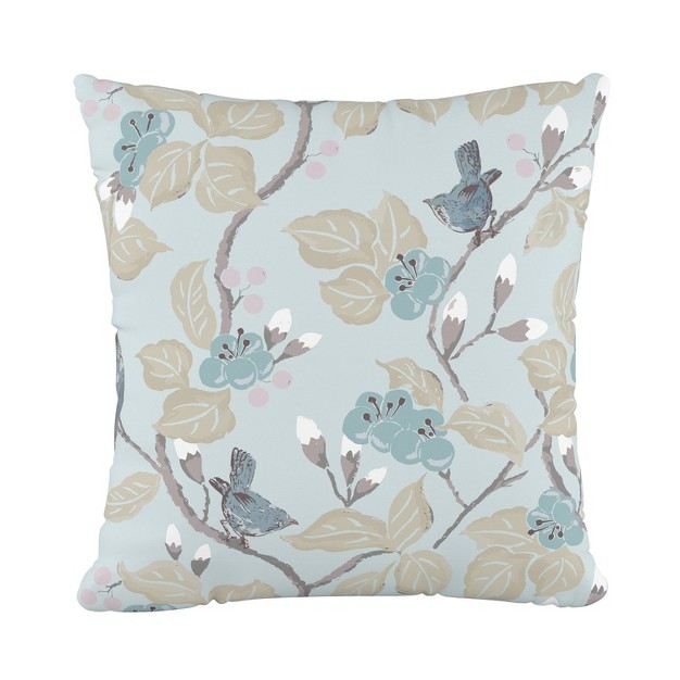 Chinois Floral Square Throw Pillow Blue Skyline Furniture