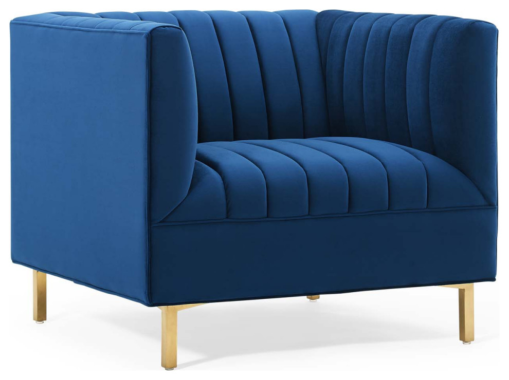 Shift Channel Tufted Performance Velvet Armchair   Contemporary   Armchairs And Accent Chairs   by ShopFreely  Houzz